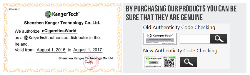 eCigarettes World KangerTech Distributor Authenticity Code Checking